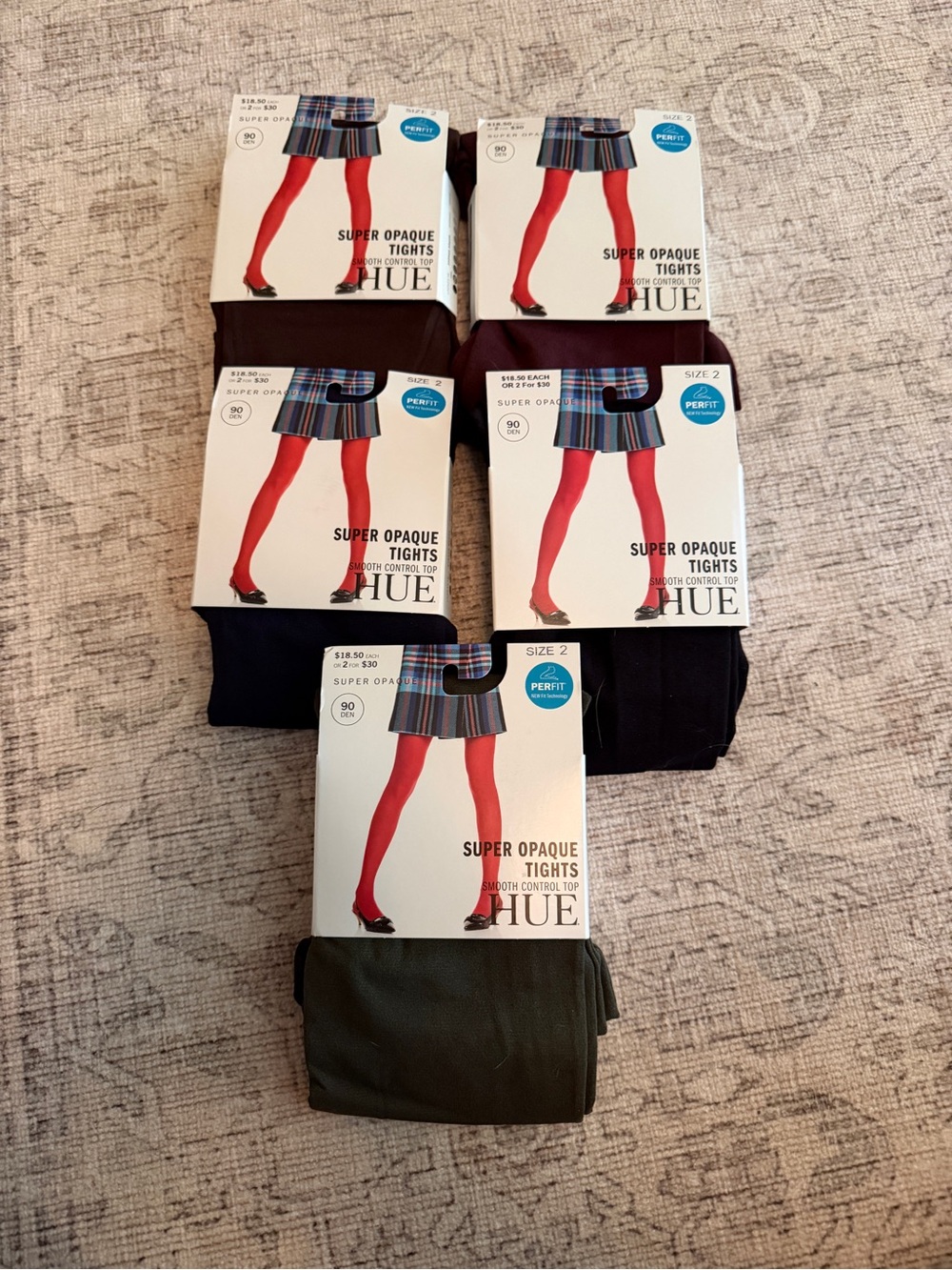 HUE Super Opaque Tights - black navy olive burgundy brown